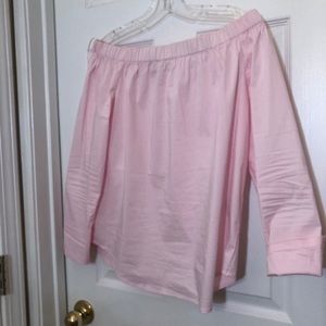 Philosophy light pink off the shoulder shirt